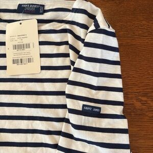 Saint James Long Sleeve Navy and White Tee